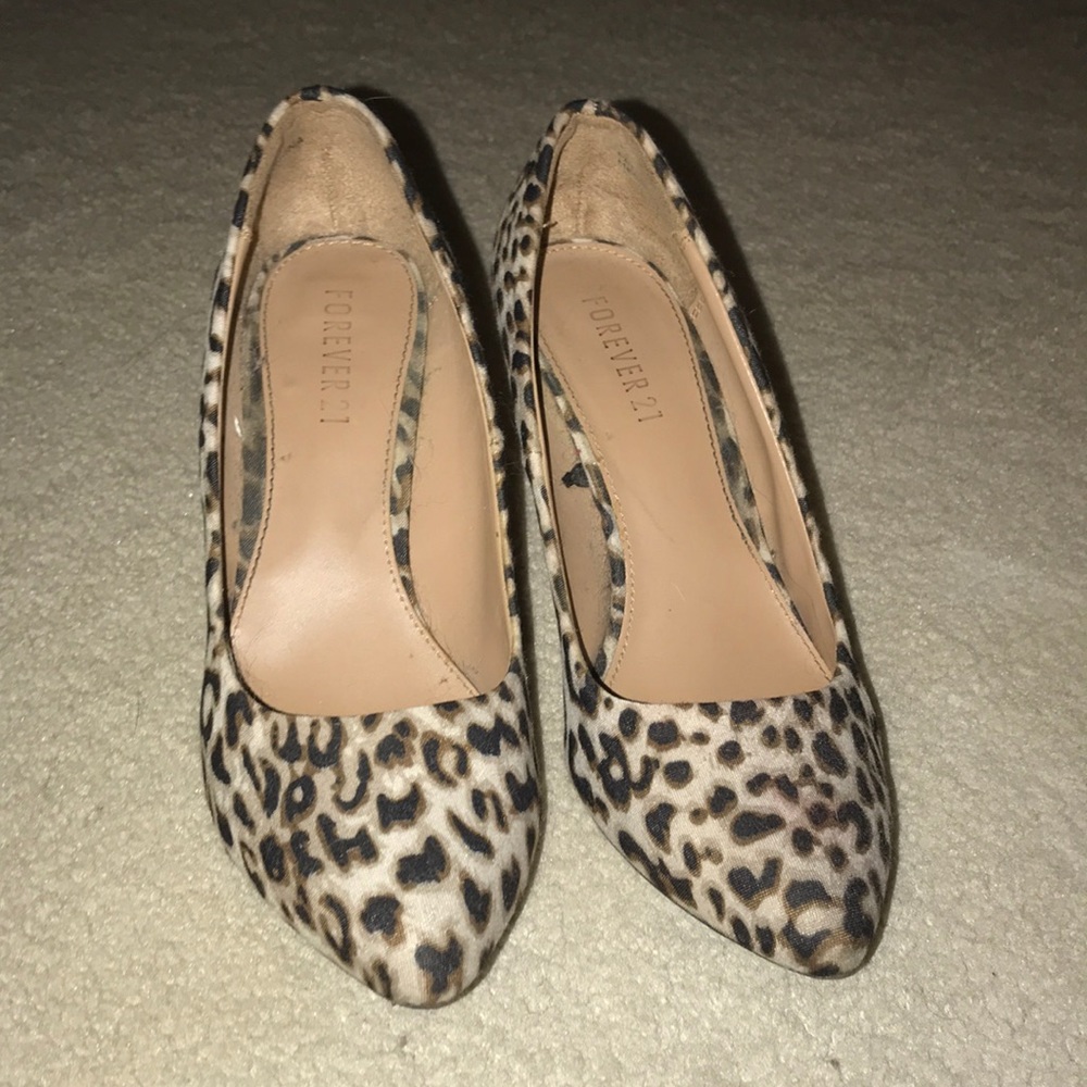 Cheetah Forever 21 pointed toe pumps